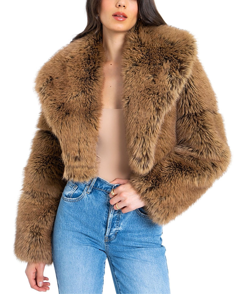 Miss Circle Yadavi Faux Fur Cropped Jacket