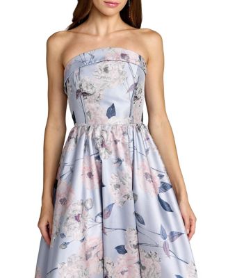  Floral Brocade Strapless A Line Ballgown