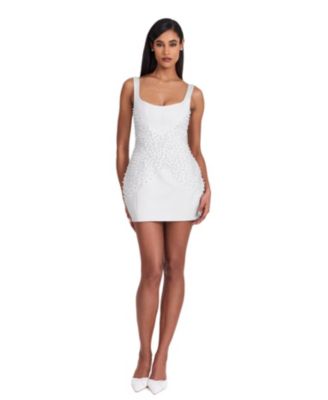  Tais Faux Pearl Beaded Cocoon Shape Mini Dress