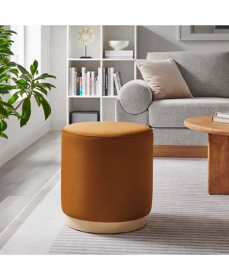 Tilden 16" Round Performance Velvet Upholstered Ottoman