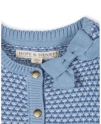Girls' Organic Tweed Stitch Bow Cardigan - Little Kid, Big Kid