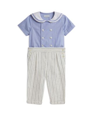 Boys' Sailor Shirt & Striped Linen-Cotton Pants Set - Baby