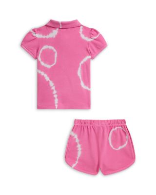 Girls' Tie Dyed Stretch Mesh Polo Shirt & Shorts Set - Baby