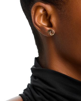 14K Yellow Gold Diamond Swirl Shell Stud Earrings - Exclusive