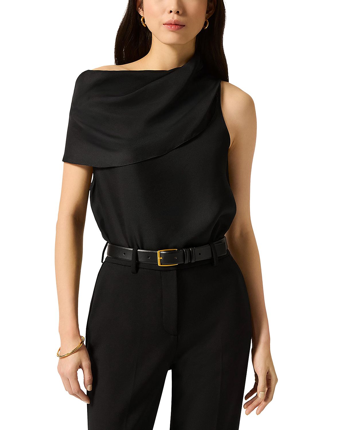 Argent Silk Funnel Neck Top