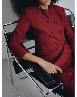 Double Breasted Crewneck Blazer