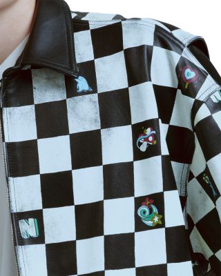 Oversized Paneled Leather Jacket