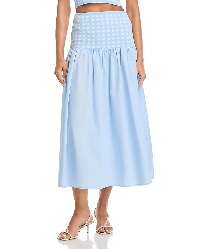 Aqua Polka Dot Midi Skirt - Exclusive