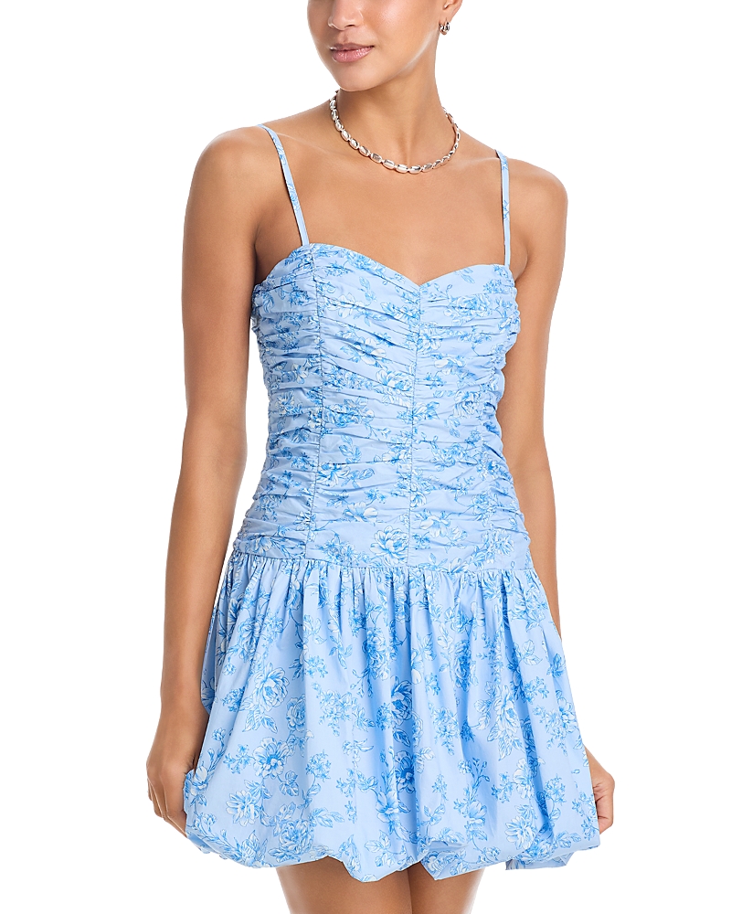 Aqua Rose Bud Gathered Dress - Exclusive