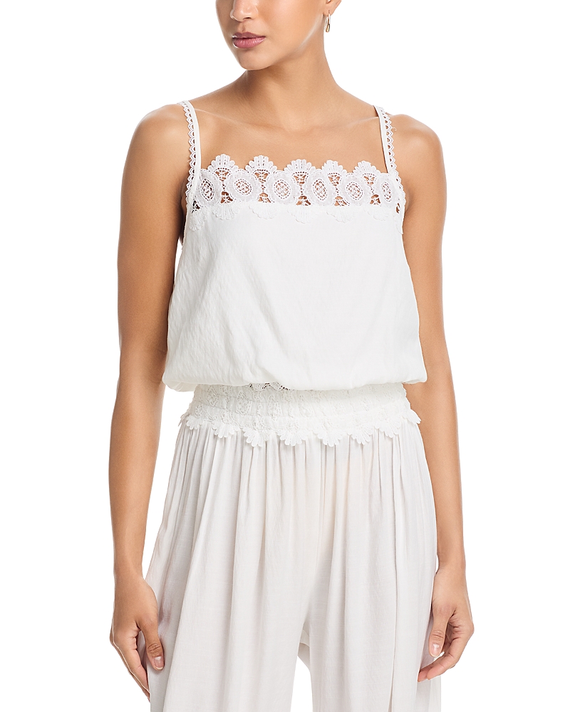 Aqua Crochet Trim Tank Top - Exclusive