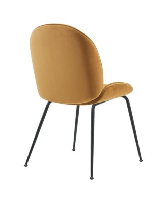 Scoop Black Powder Coated Steel Leg Performance Velvet Dining Chairs, Set of 2