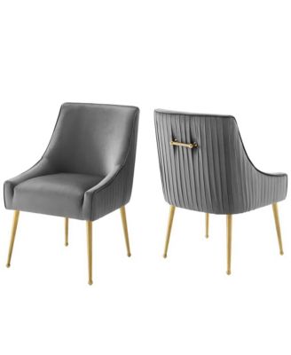 Discern Pleated Back Upholstered Performance Velvet Dining Chair, Set of 2