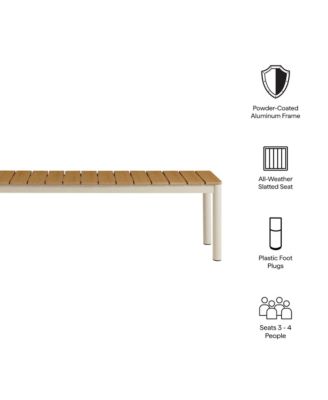Finn Outdoor Patio Aluminum Bench with Faux Wood Top, Set of 2