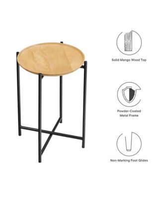 Xilo Round Wood and Metal Side Table