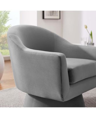 Astral Performance Velvet Fabric and Wood Swivel Chair