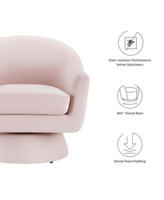 Astral Performance Velvet Fabric and Wood Swivel Chair