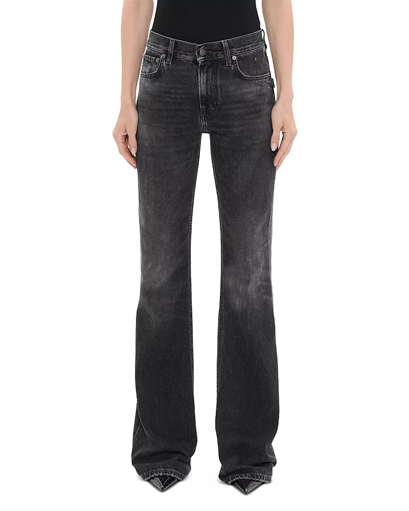 Haikure Flora Mid Rise Flare Leg Jeans in Authentic Black Wash