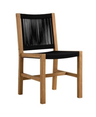Vienna Outdoor Patio Teak and Rope Armless Dining Chairs, Set of 2
