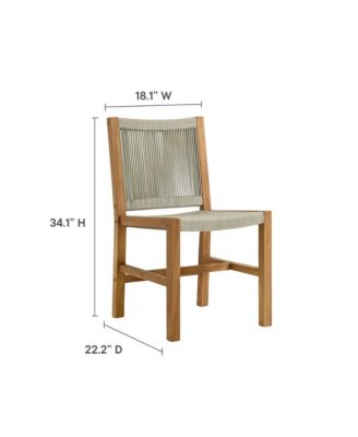 Vienna Outdoor Patio Teak and Rope Armless Dining Chairs, Set of 2