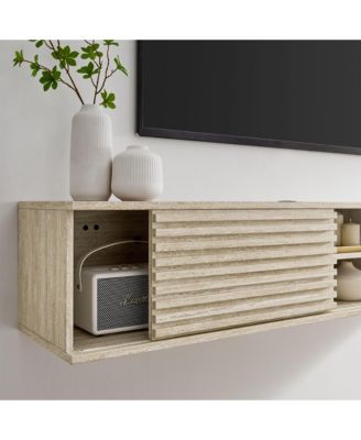 Render 70" Faux Travertine Wall-Mount Media Console TV Stand