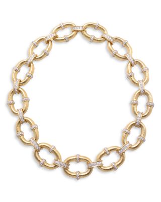 Platinum & 18K Yellow Gold 57th Street Oval Link Collar Necklace, 18.5"
