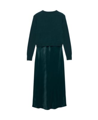  Women's Layered Satin Midi Dress