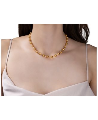 22K & 24K Yellow Gold Spell Diamond Ball Necklace, 16-18"