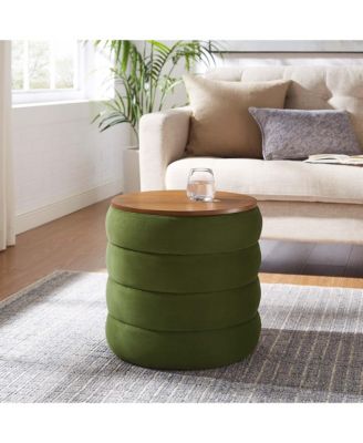 Mezzo Round Performance Velvet Storage Ottoman