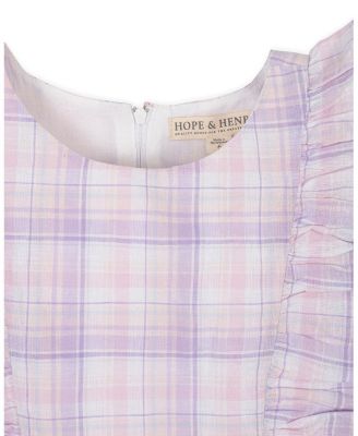 Girls' Linen Flutter Sleeve Pinafore Dress - Little Kid, Big Kid