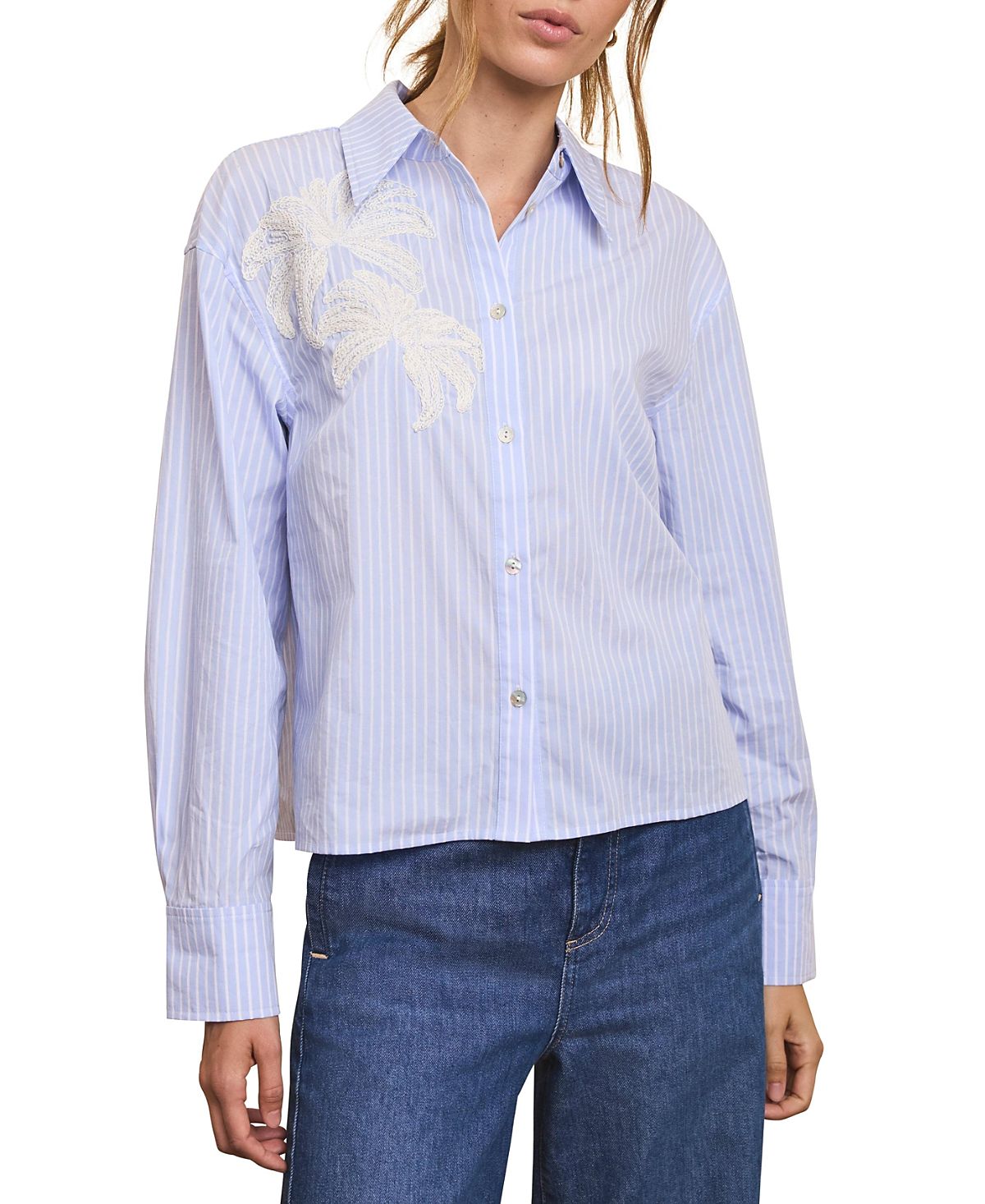 Mint Velvet Women's Stripe Embroidered Shirt