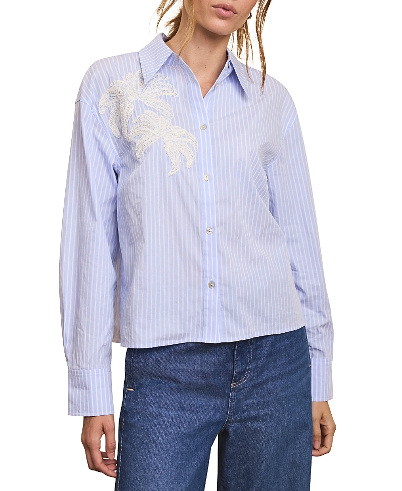 Mint Velvet Women's Stripe Embroidered Shirt