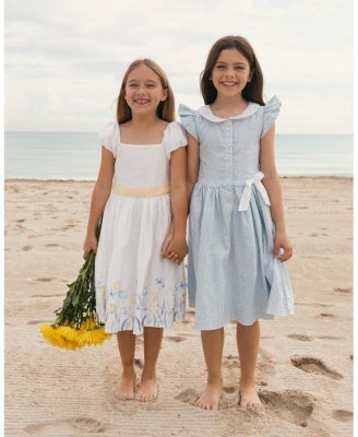  Girls' Organic Puff Sleeve Sateen Party Dress - Little Kid, Big Kid