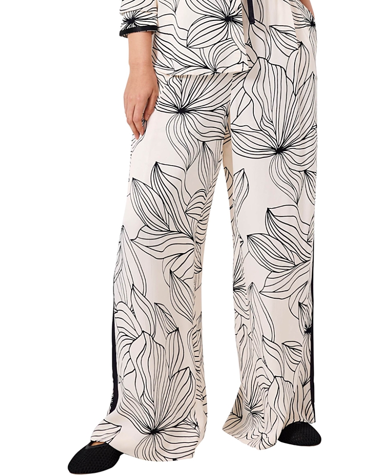 Mint Velvet Women's Floral Print Wide Satin Trousers