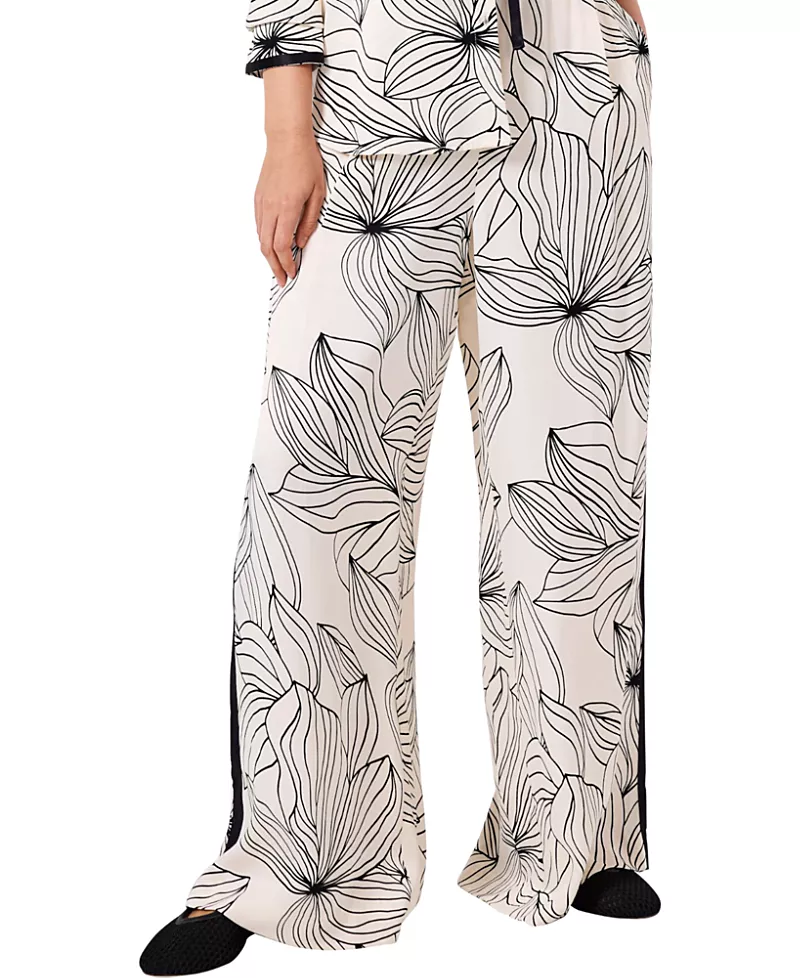 Mint Velvet Women's Floral Print Wide Satin Trousers