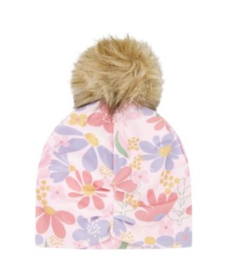 Girls' Stretch Jersey Hat Flower with Pompom - Little Kid, Big Kid