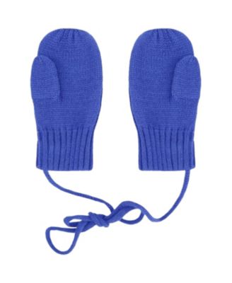  Boys' Rib Knit Mittens with Cord - Baby