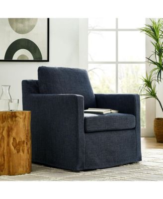  Serene Fabric Slipcovered Swivel Armchair