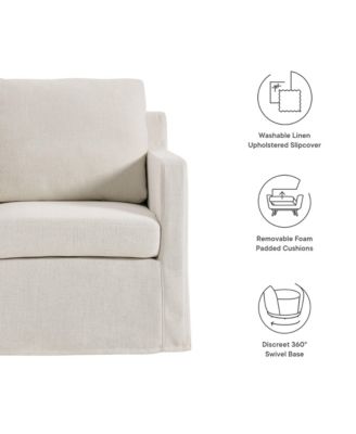  Serene Fabric Slipcovered Swivel Armchair