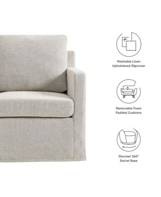  Serene Fabric Slipcovered Swivel Armchair