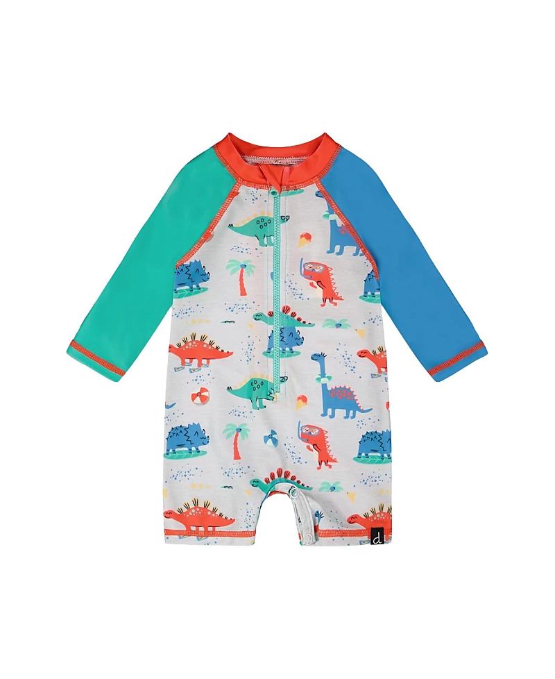 Deux par Deux Boys' One-Piece Long Sleeve Dinosaur Print Rashguard - Baby