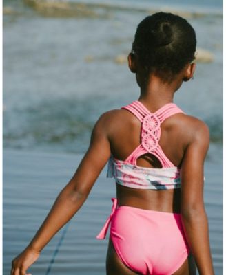 Girls' Two-Piece Triple Strap Flamingo Swimsuit - Little Kid