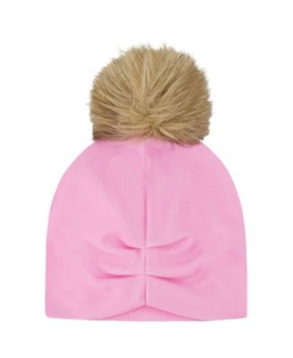  Girls' Stretch Jersey Hat with Pompom - Little Kid, Big Kid