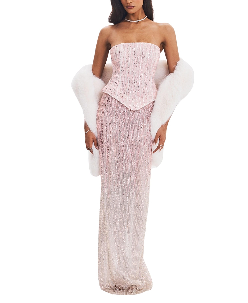 Miss Circle Tosca Beaded Gradient Strapless Maxi Dress