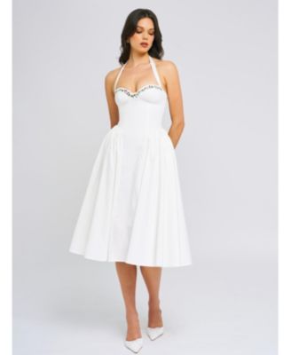  Gianna Embroidered Halter Maxi Dress