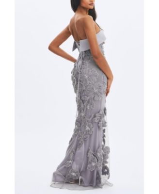  Raphaela Beaded Floral Strapless Mermaid Maxi Dress