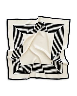 Striped Cream Silk Scarf