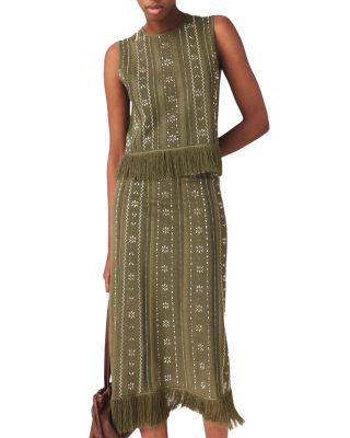 Rhinestone Flowers Knit Skirt