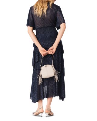 Ruffiba Metallic Ruffled Midi Dress