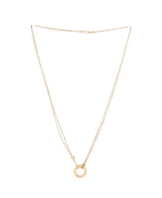  2 Diamonds Love Pendant Necklace 18K Gold and Diamonds, 16.25"