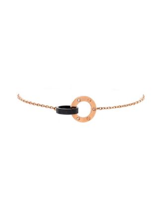  Love 3 Diamonds Interlocking Bracelet 18K Rose Gold with Ceramic and Diamonds